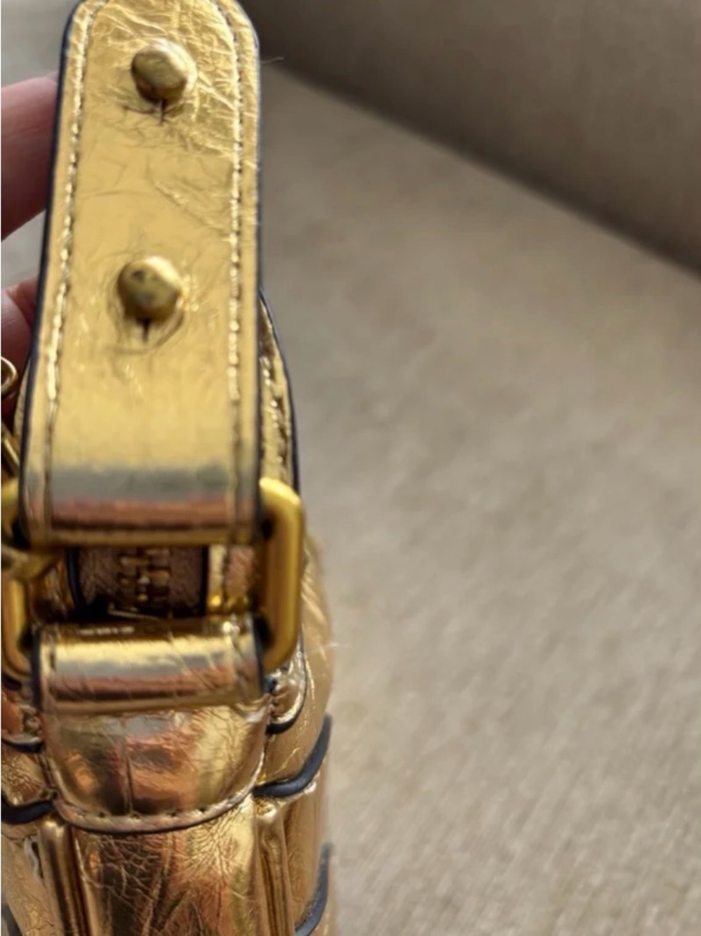Zara Metallic Gold Chain-Handle Shoulder Bag - Picture 3 of 4